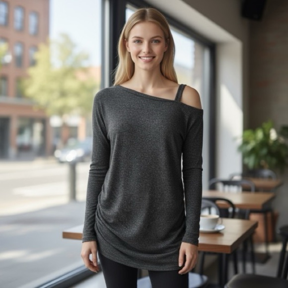 Elegant Gray Long Sleeve Dress